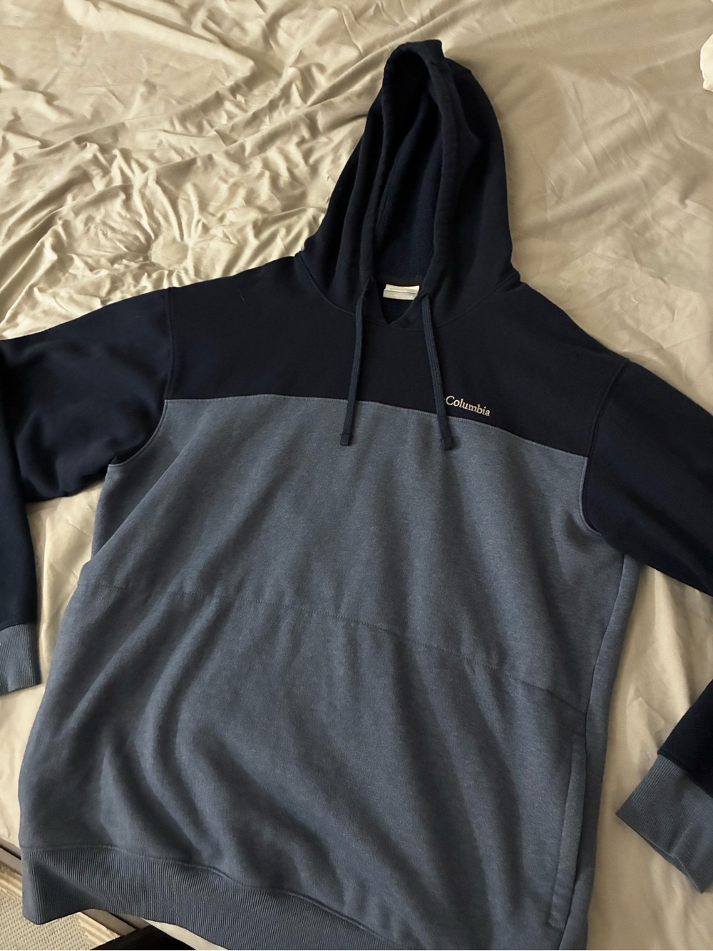 Columbia Men's Navy and Slate Blue Colorblock Pullover Hoodie